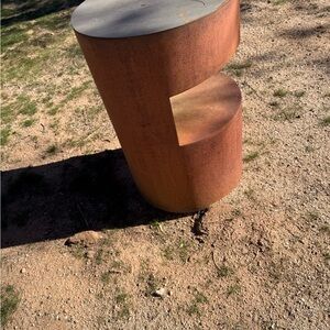 Old rusty Metal sculpture, maybe nightstand